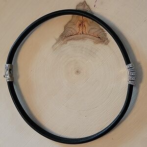 Vintage Black Rubber Choker Necklace with Silver Crystals